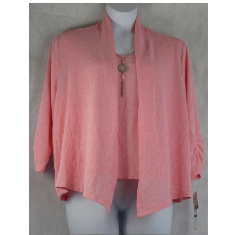 Alfred Dunner Women's Petite Lightweight Two Layer Top, Blush Pink, PXL